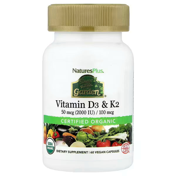 NaturesPlus Vitamin D3 & K2 (60 vegan caps)
