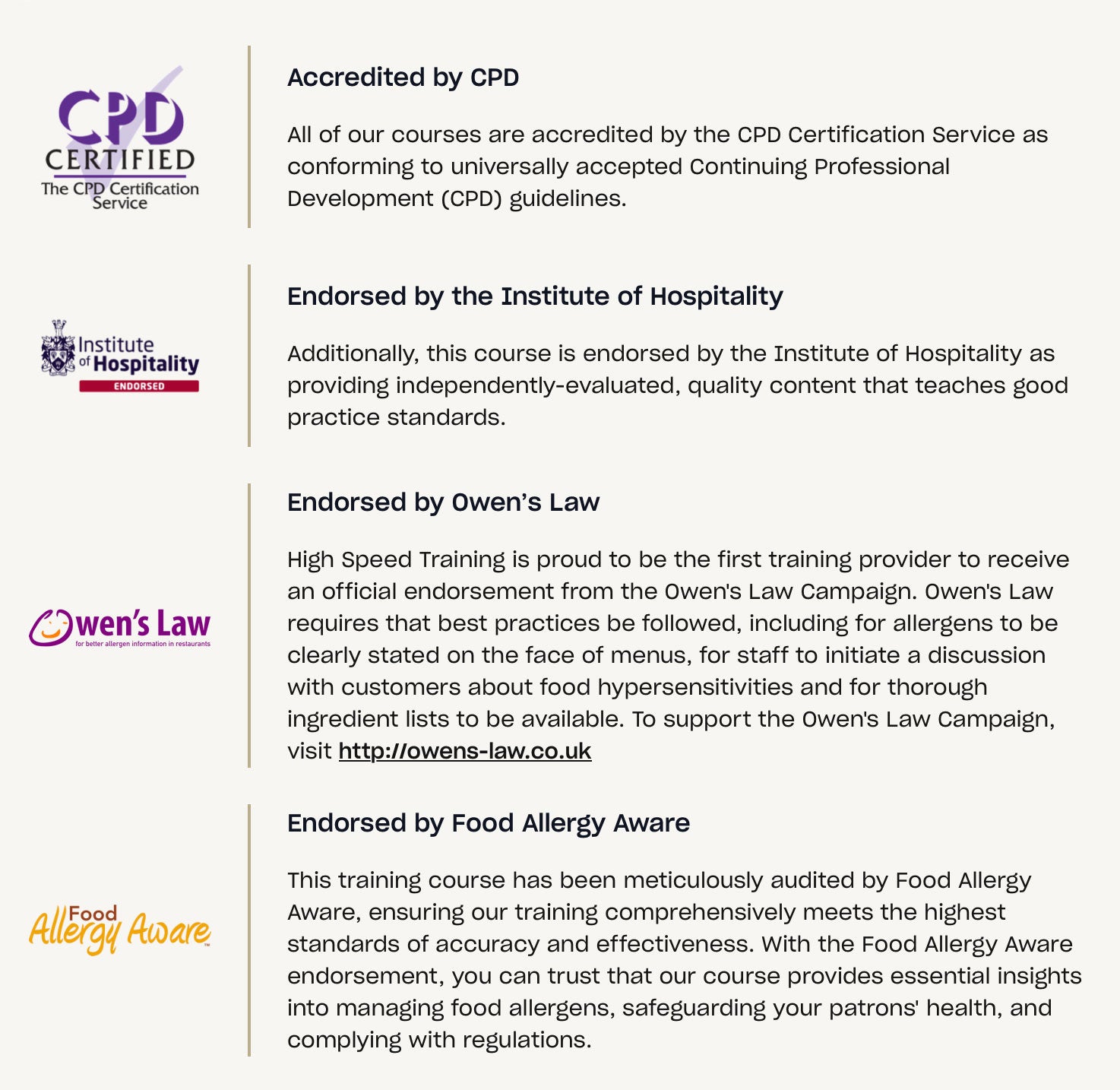 Food Allergen Awareness Training