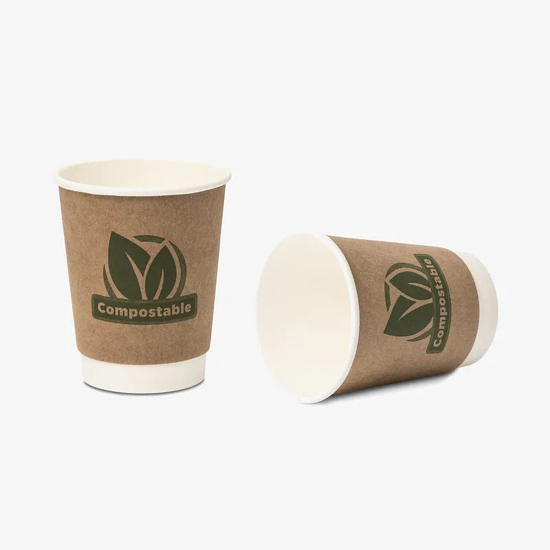 12oz Kraft Aqueous Lined Compostable Takeaway Cup / pack of 500