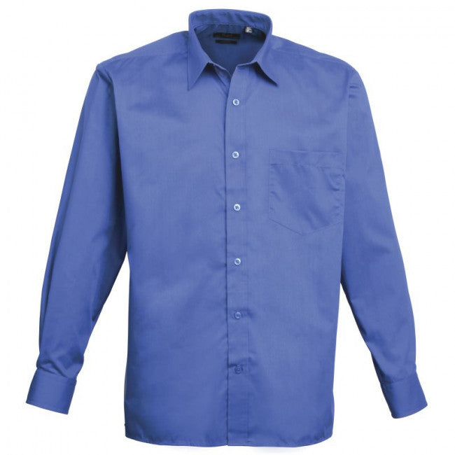Premier Mens Long Sleeve Colours Poplin Shirt