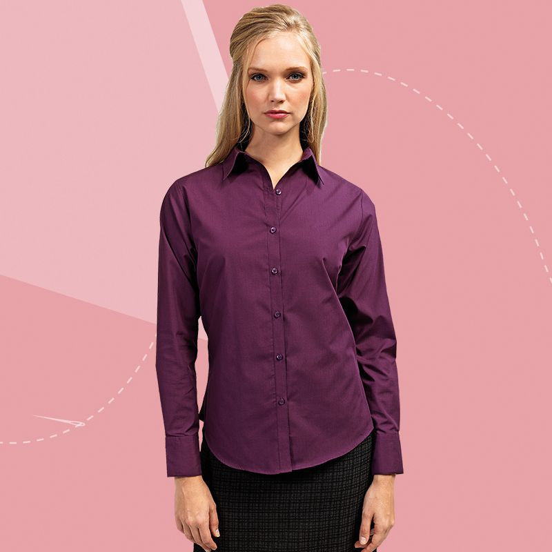 Premier Womens Long Sleeve Colours Poplin Blouse