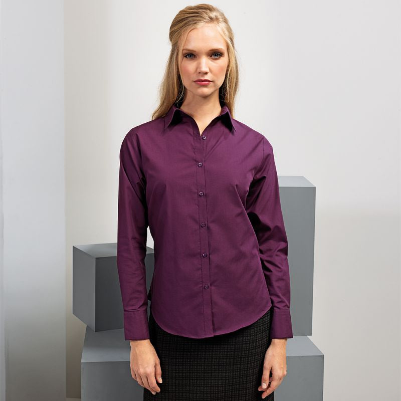 Premier Womens Long Sleeve Colours Poplin Blouse