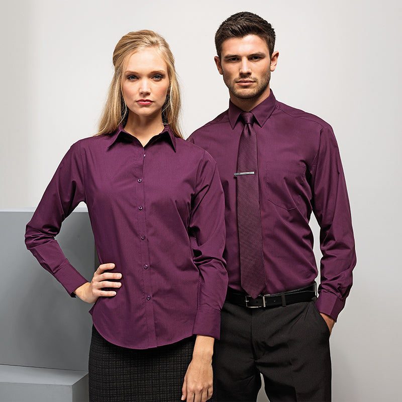 Premier Mens Long Sleeve Colours Poplin Shirt