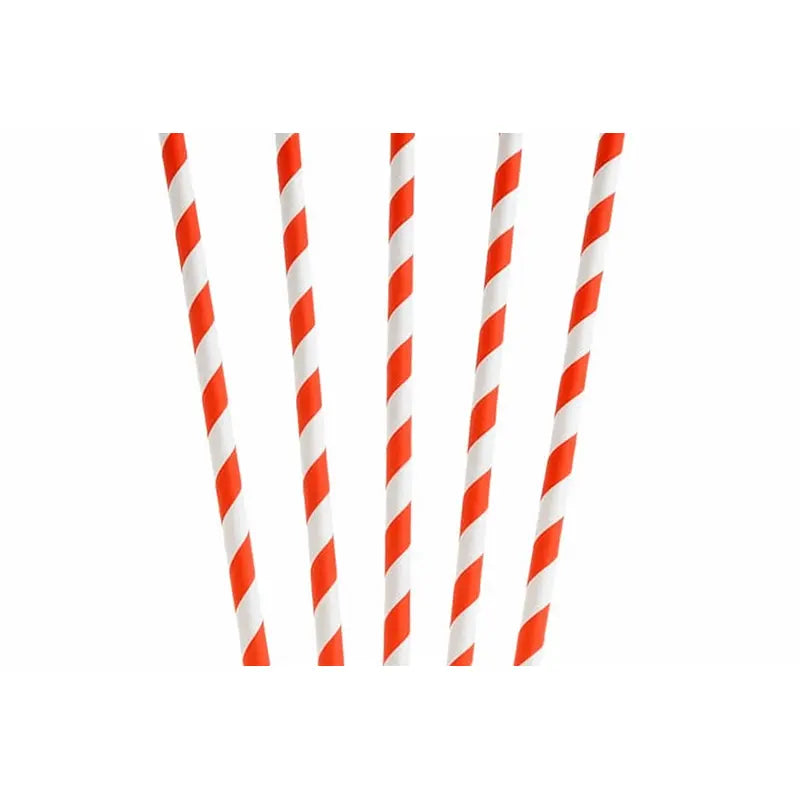 8 x 200mm Red & White Paper Straws