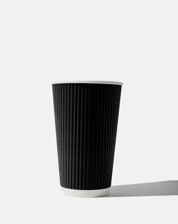 Black Paper Ripple Wall Coffee Cups