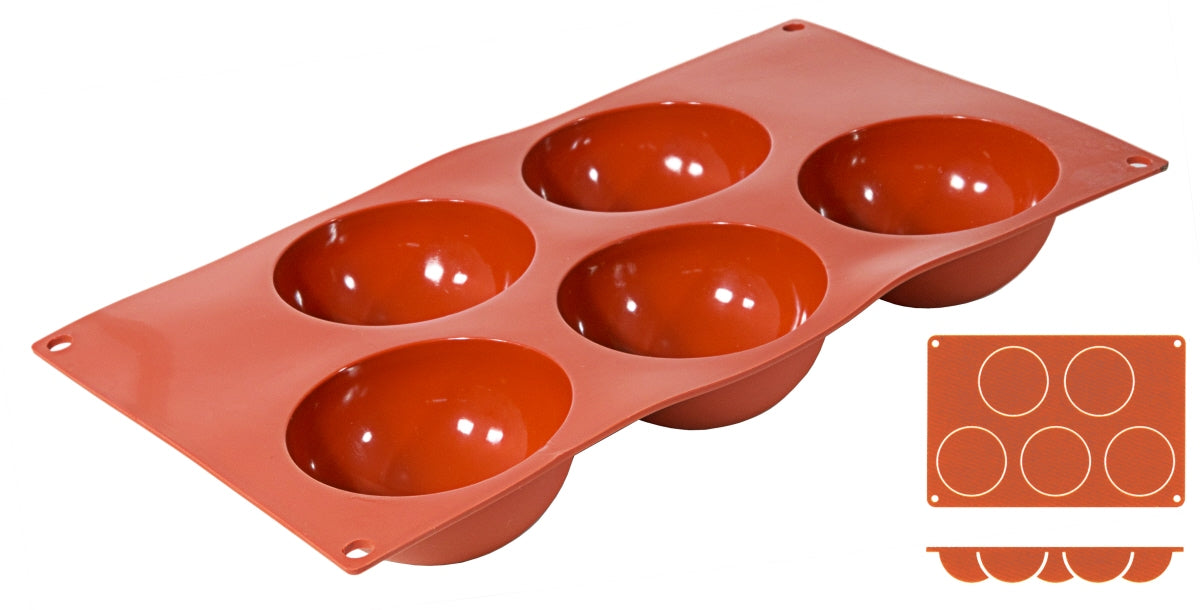 Non-Stick Hemispherical Moulds with 5 moulds