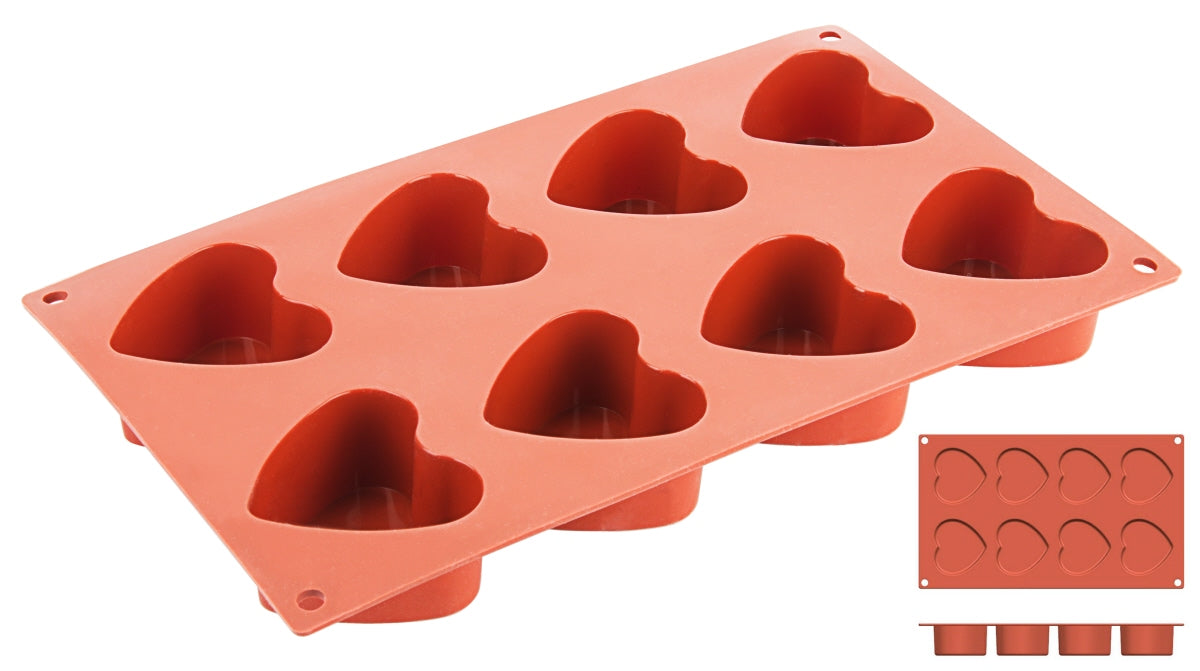 Non-Stick Heart Moulds with 8 moulds