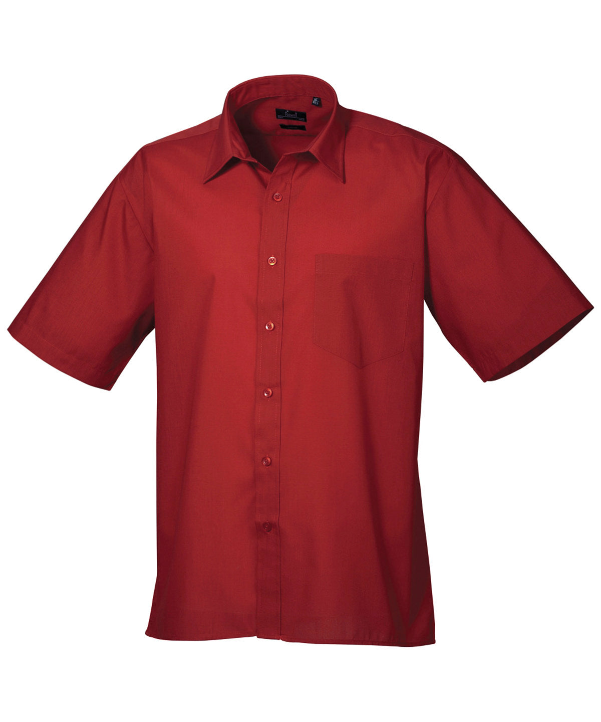 Men's Poplin Short Sleeve Work Shirt - Burgundy