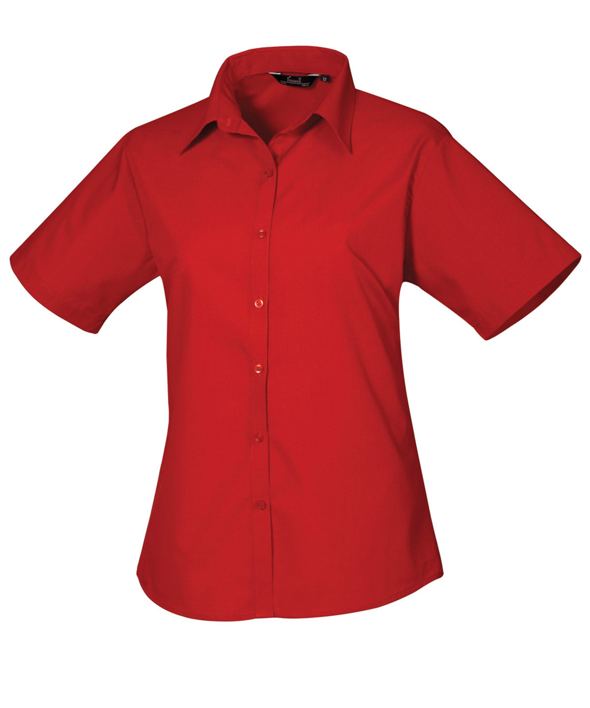 Ladies Poplin Short Sleeve Blouse - Red