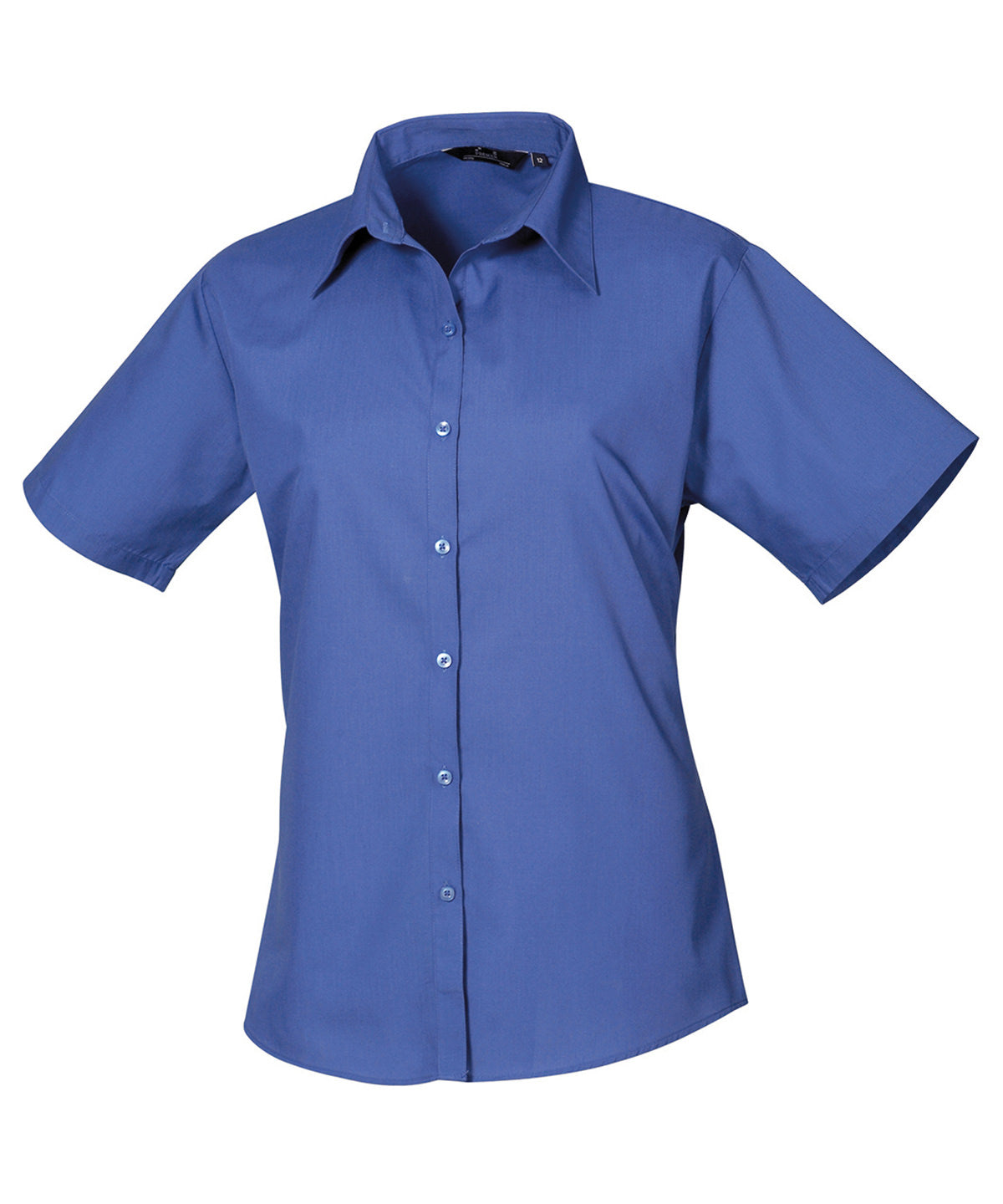Ladies Poplin Short Sleeve Blouse - Royal Blue