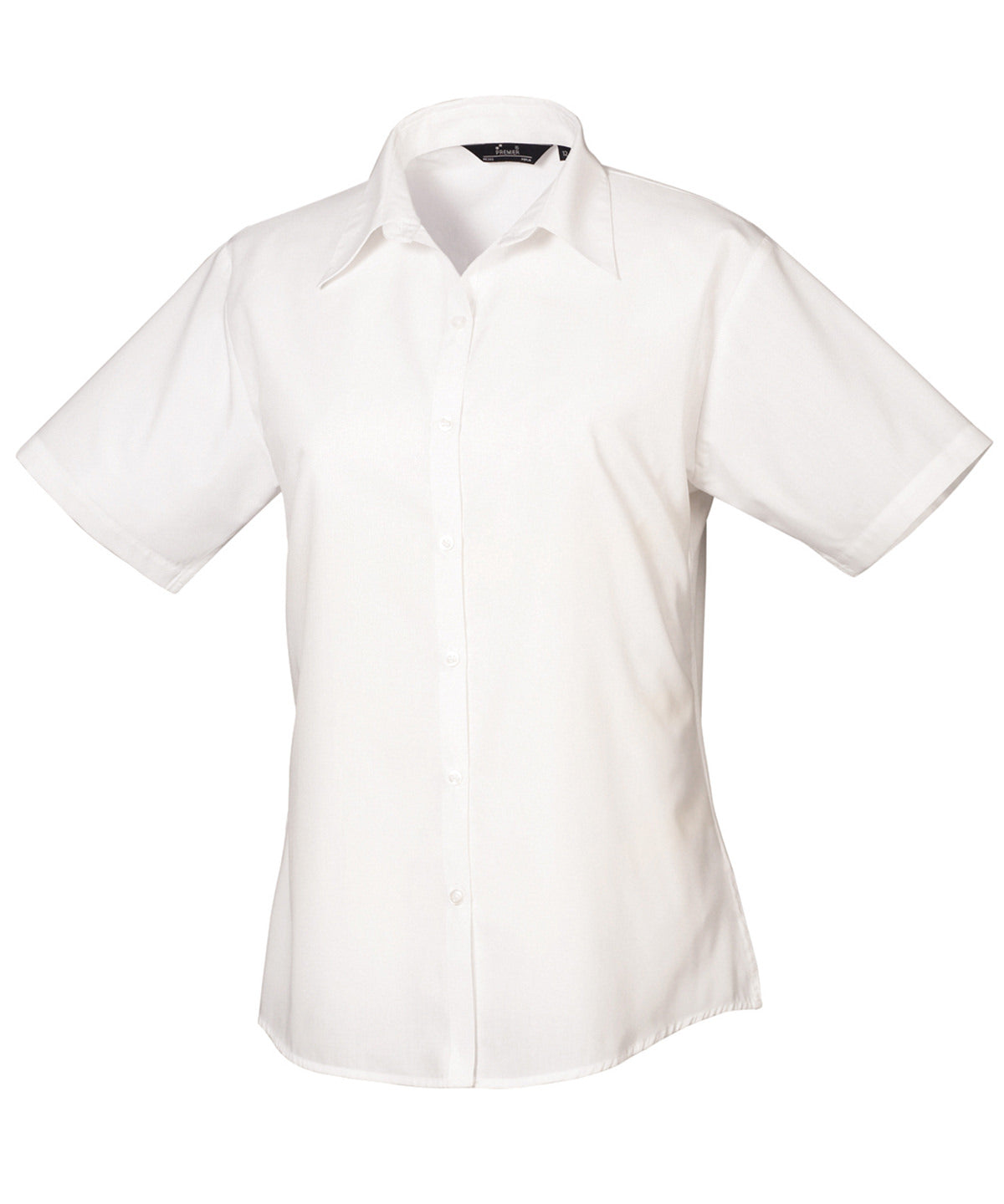 Ladies Poplin Short Sleeve Blouse - White